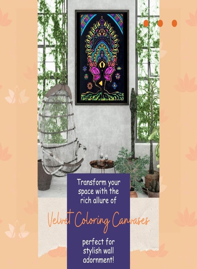 PepPlay Velvet Colouring Canvas - Mindful Yoga | DIY Yoga Theme Gift & Canvas Art for Adults & Kids 9-99 Years | Raised Velvet Keeps Colors in Line | Group Craft Activity, Travel-Friendly & Relaxing - Image 5